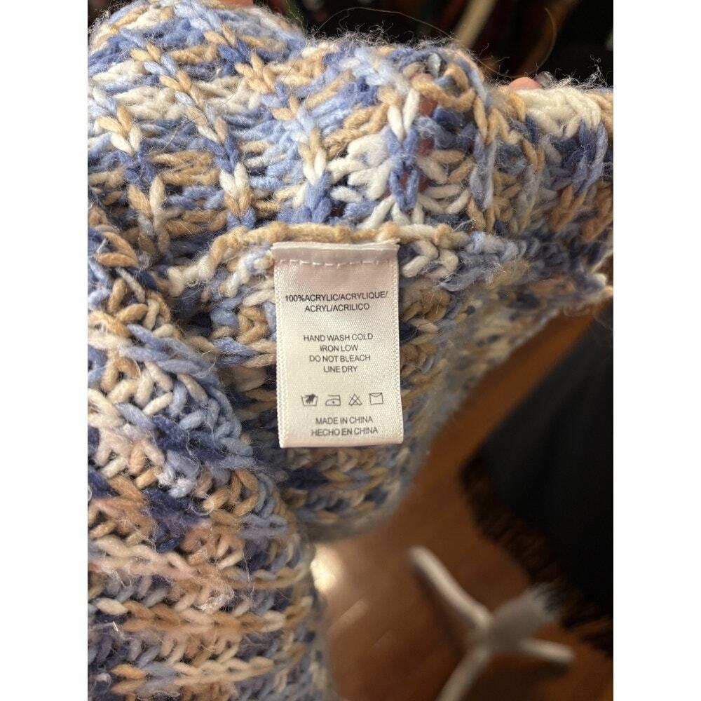 Anthropologie Moth Hooded Waterfall Cardigan Blue Tan Marled XL - Picture 8 of 8